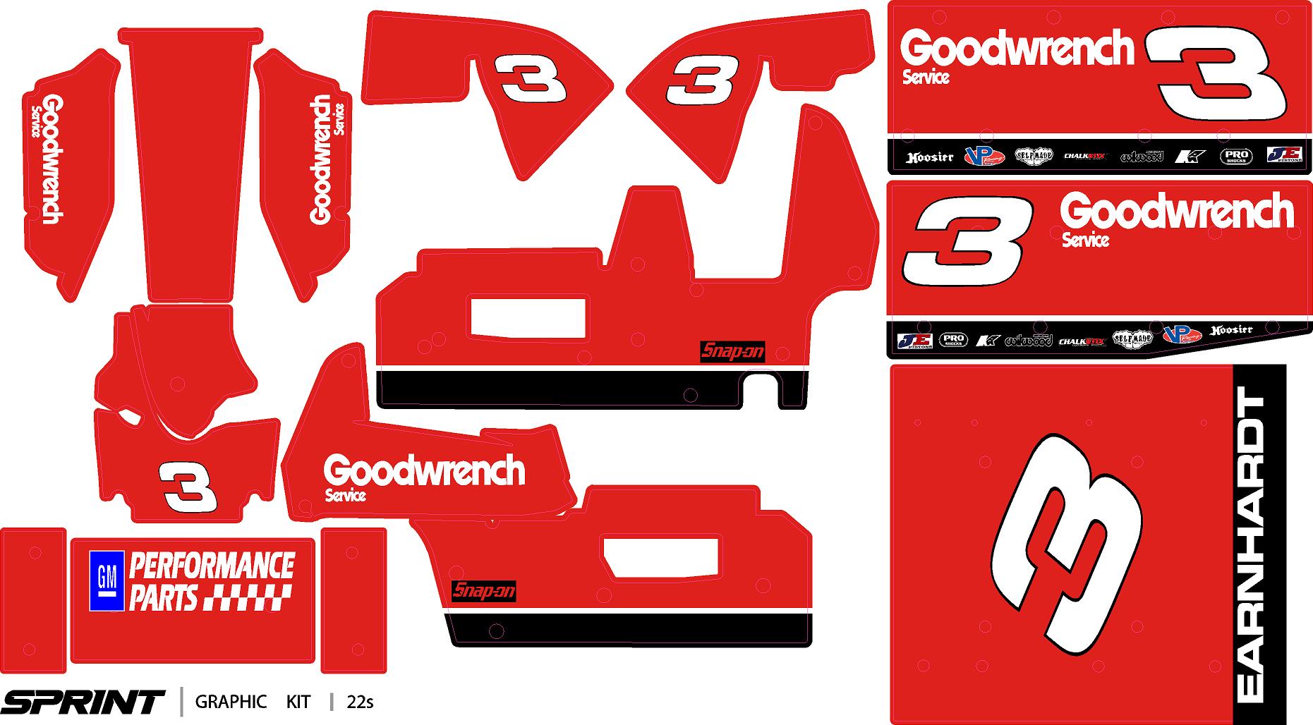 EARNHARDT 3 goodwrench RED losi sprint car wrap